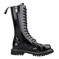 Angry Itch 14-Hole Boots Black Patent Leather