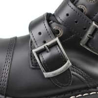 Angry Itch 14-Loch 5-Buckle Leder Stiefel Schwarz